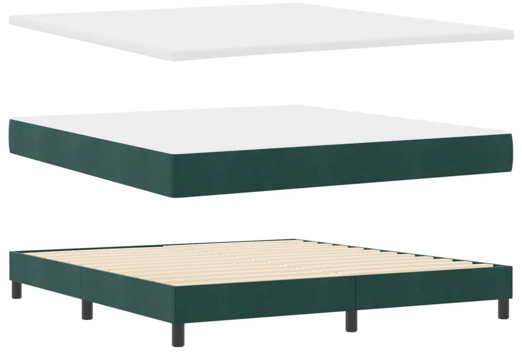 Boxspring Ágy Matracal Sötétzöld Szuper Király Velúr