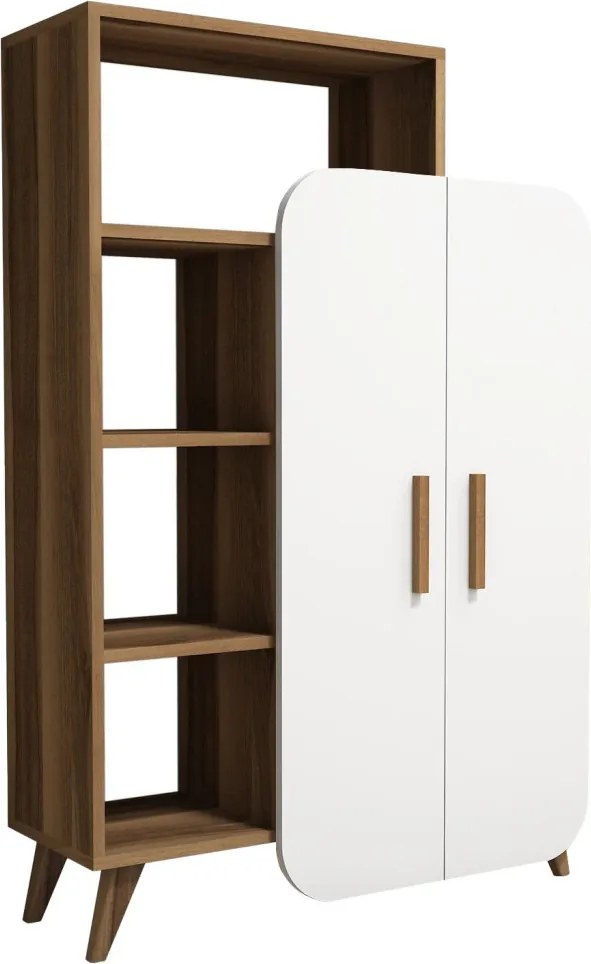 Form könyvespolc, dió-fehér, 90 cm