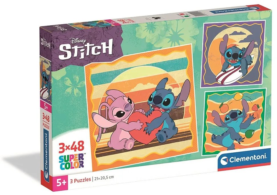 Disney Lilo és Stitch, A csillagkutya Sunset 3x48 db-os puzzle Clementoni