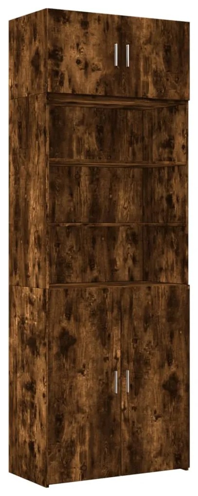 füstös tölgy színű szerelt fa tárolószekrény 80 x 42,5 x 225 cm