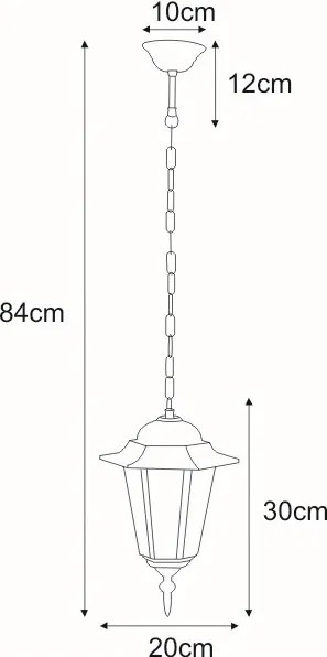 KAJA 5009H_CZARNY STANDARD Kültéri Függő Lámpa Fekete IP44