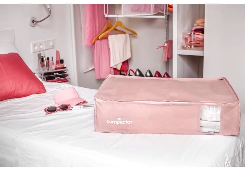 Vákuumos műanyag ágy alatti tárolódoboz 65x45x15,5 cm Pink Edition – Compactor