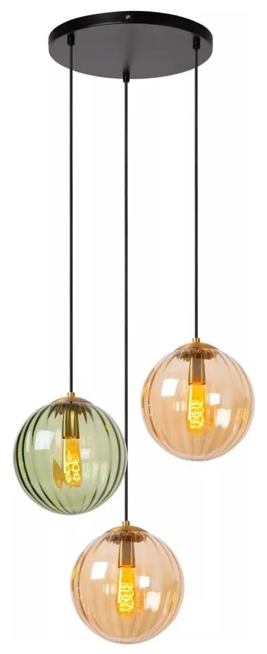 Lucide 45493/03/33 - Csillár zsinóron MONSARAZ 3xE27/40W/230V zöld/bézs