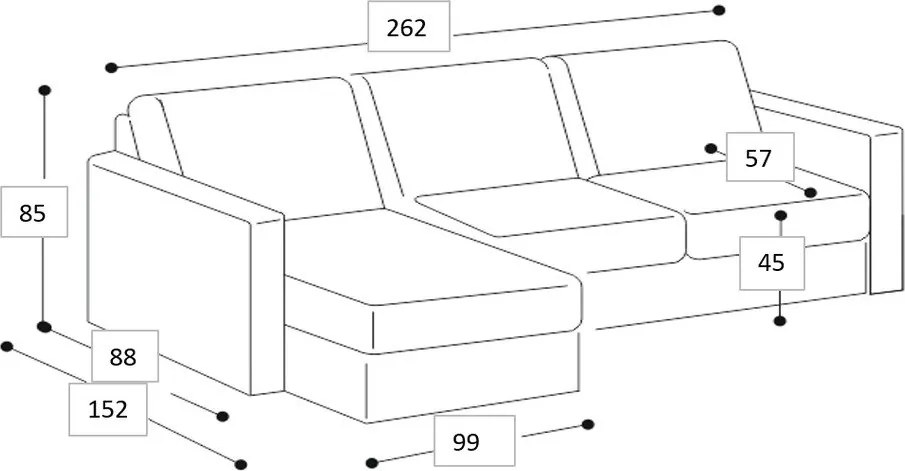 Antracitszürke zsenília sarokkanapé (jobb oldali-heverő résszel) Fabian – Scandic