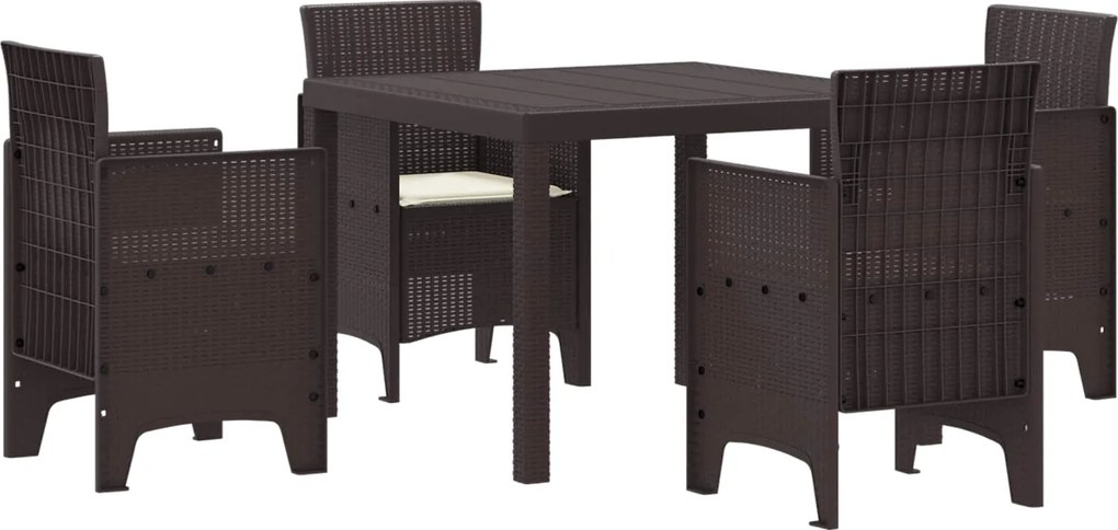 vidaXL Kert étkező szett 5 pcs Barna Polipropilén