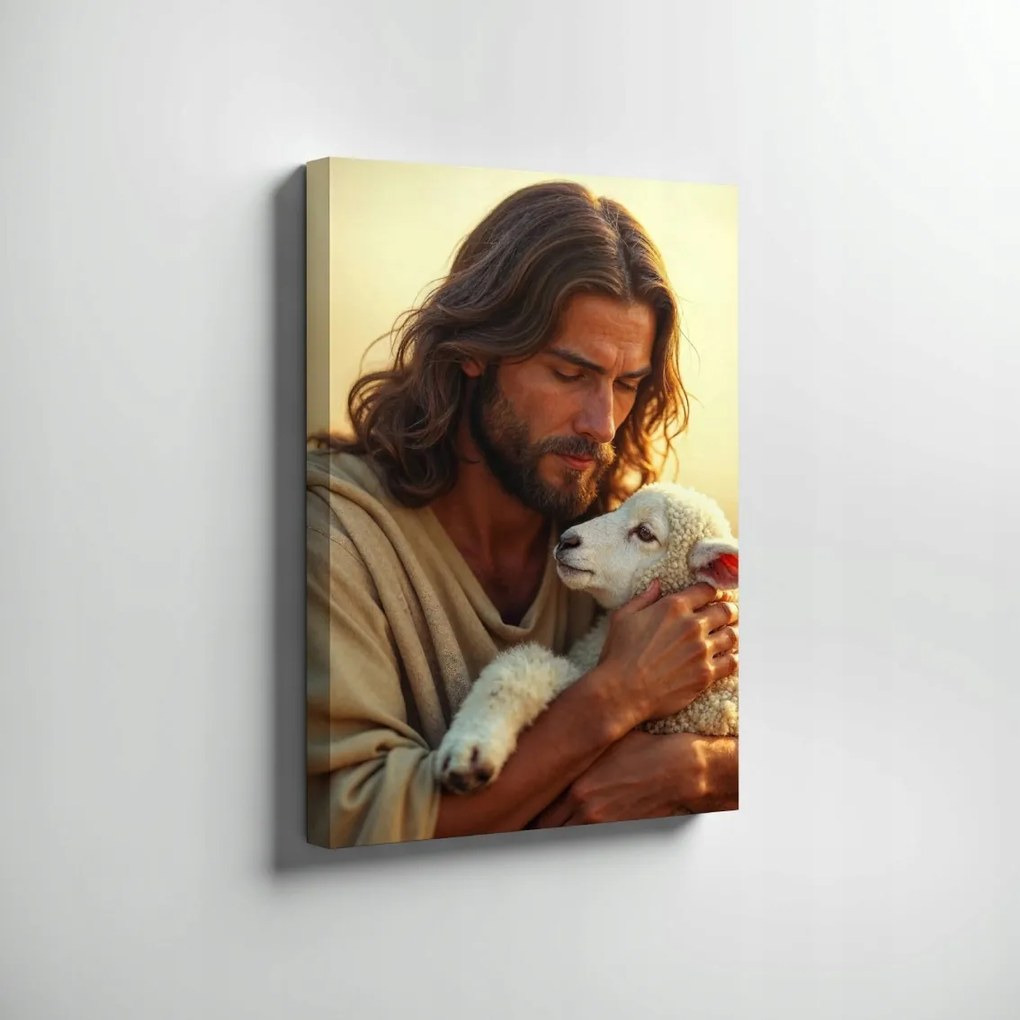 Vászonkép keretben Canva Jézus a jó pásztor 70x50cm