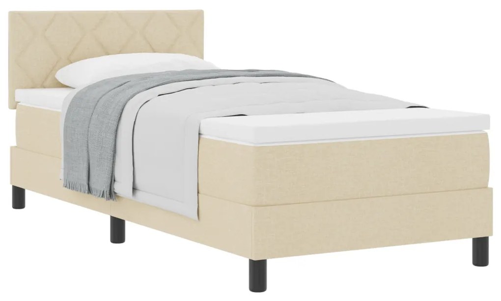 Box Spring Ágy Matraccal Krém 90x200 cm Szövet