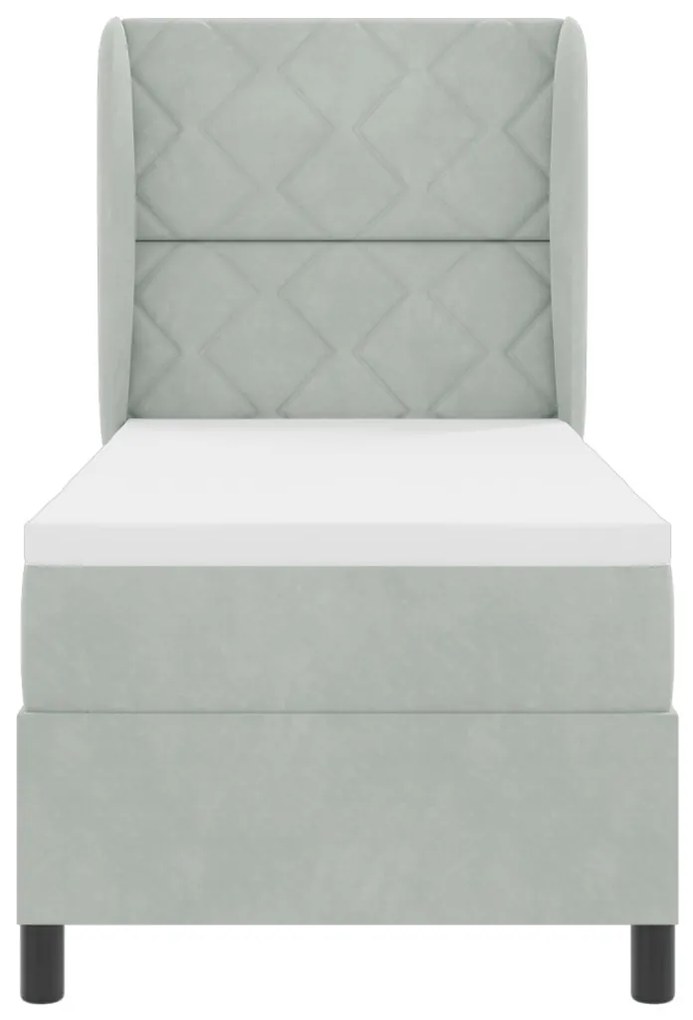 Boxspring Ágy Matrac Közép Szürke 80x200 cm Bársony