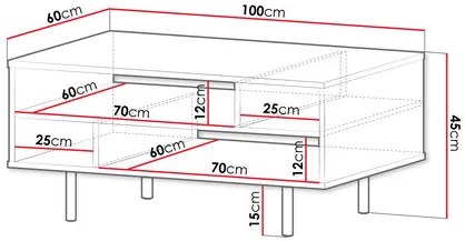 Dohányzóasztal Newelon NW03 (kasmír + arany) . 1103748