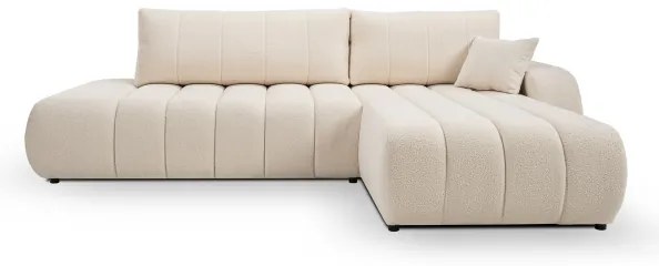 DESIO L-alakú, jobbos kihúzható sarokkanapé tárolóval, bézs