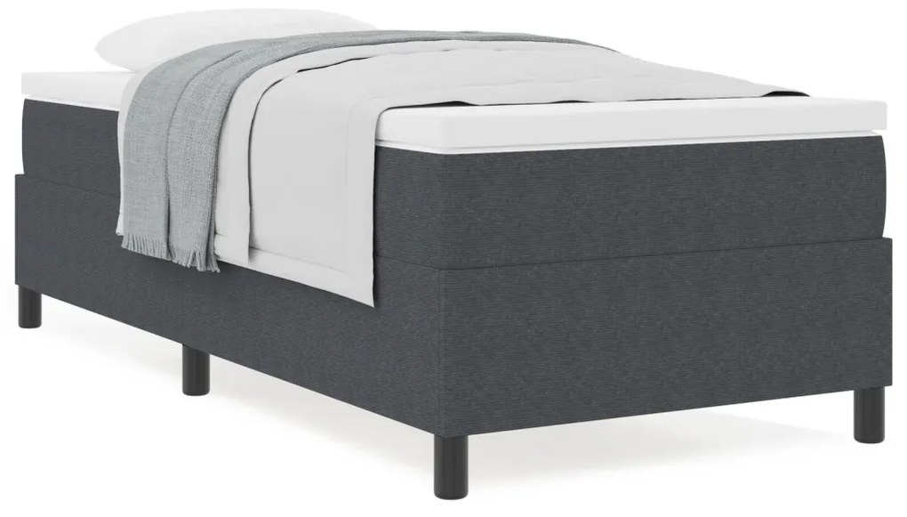Box Spring Ágy Memóriáhab Matrac Sötétszürke Egyszemélyes Kordbársony Szövet