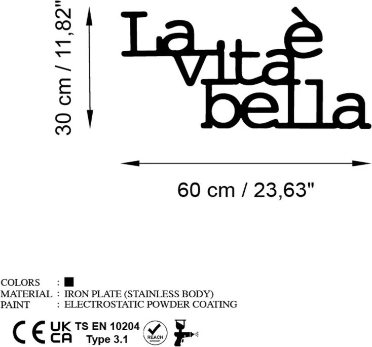 Vita E Bella 1 fém faldekoráció