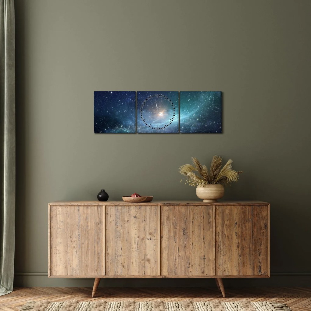 Kép - Csillagok és ködök (órával) (90x30 cm)
