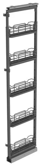 Konyhai fémrács, kamravasalat, 200mm, antracit, teljes kihúzású, csillapított záródás, 1880-2180mm, 5 kosár SIGE, Infinity Line 258