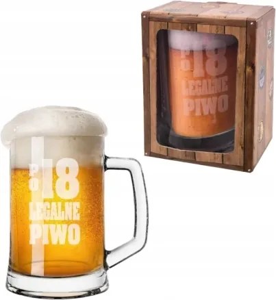 Gravírozott korsó 500 ml-es kiszerelésben 18 db-os legális sör születésnapra