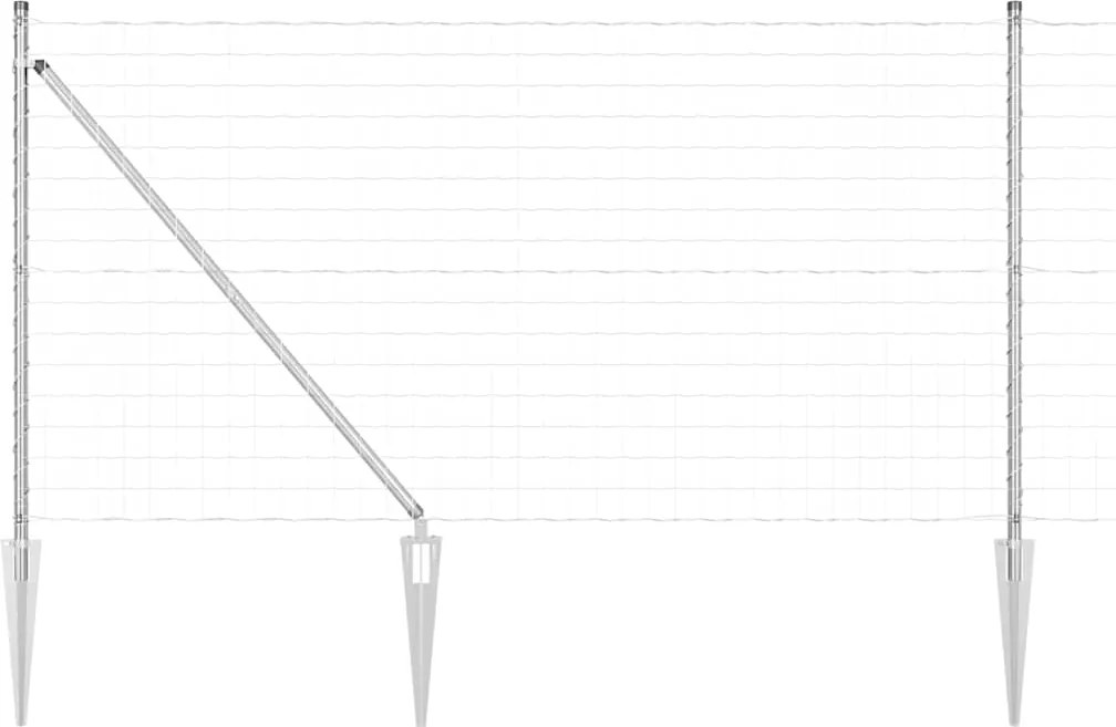 vidaXL Kerítés oszlopokkal Ezüst 1 x 10 m Acél