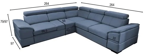 Univerzális, ággyá nyitható sarokkanapé tárolóval GRANADA kék