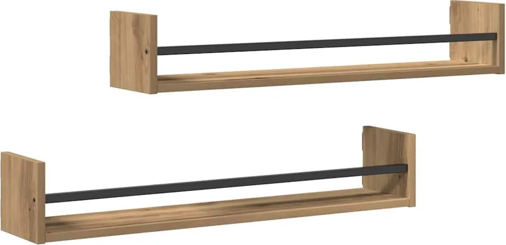 vidaXL Falpolc Falra szerelhető 2 pcs Artisan tölgy 80 x 16 x 14 cm
