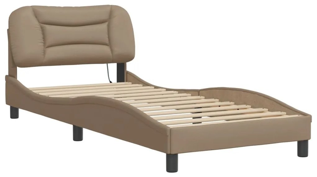 cappuccino színű ágykeret LED-ekkel matrac nélkül Hvar 90 x 200 cm