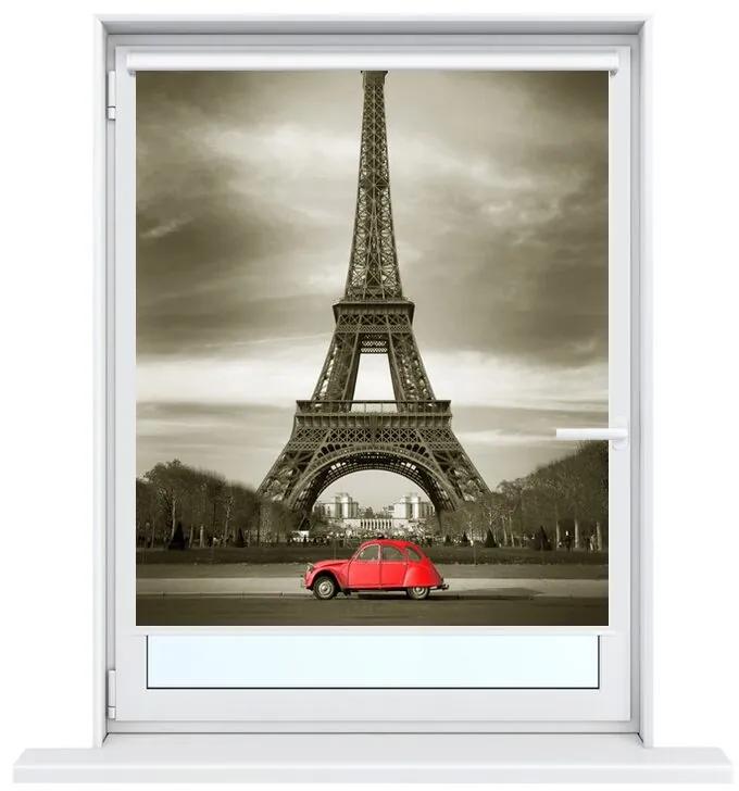 Nyomatos roletta Vörös autó az Eiffel-torony előtt Párizsban