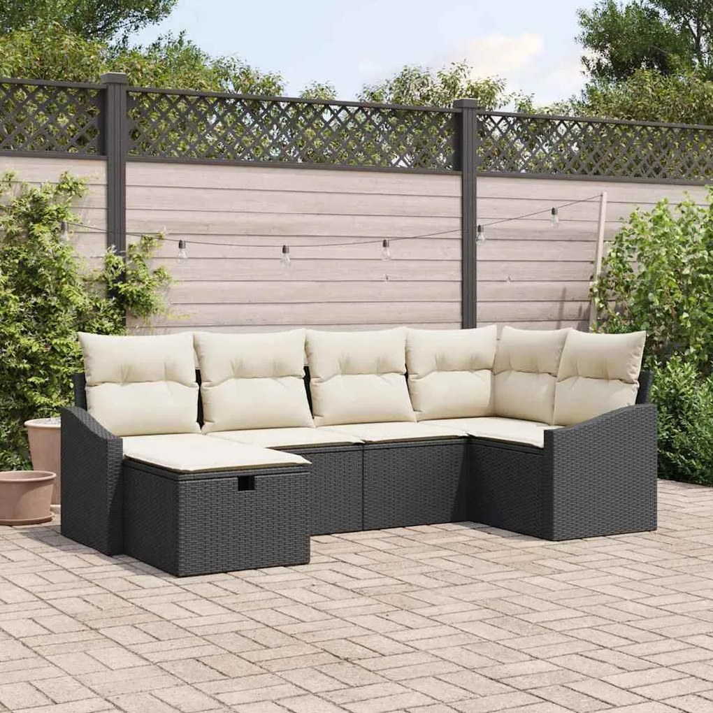 Kerti Kanapé Szett 6 pcs Fekete 55 x 62 x 69 cm Poli rattan