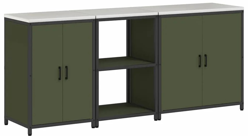Konyhai Tároló Készlet Egyéb 3 pcs Olajzöld 210 x 50 x 92 cm