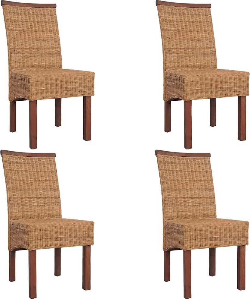 vidaXL 4 db barna természetes rattan étkezőszék