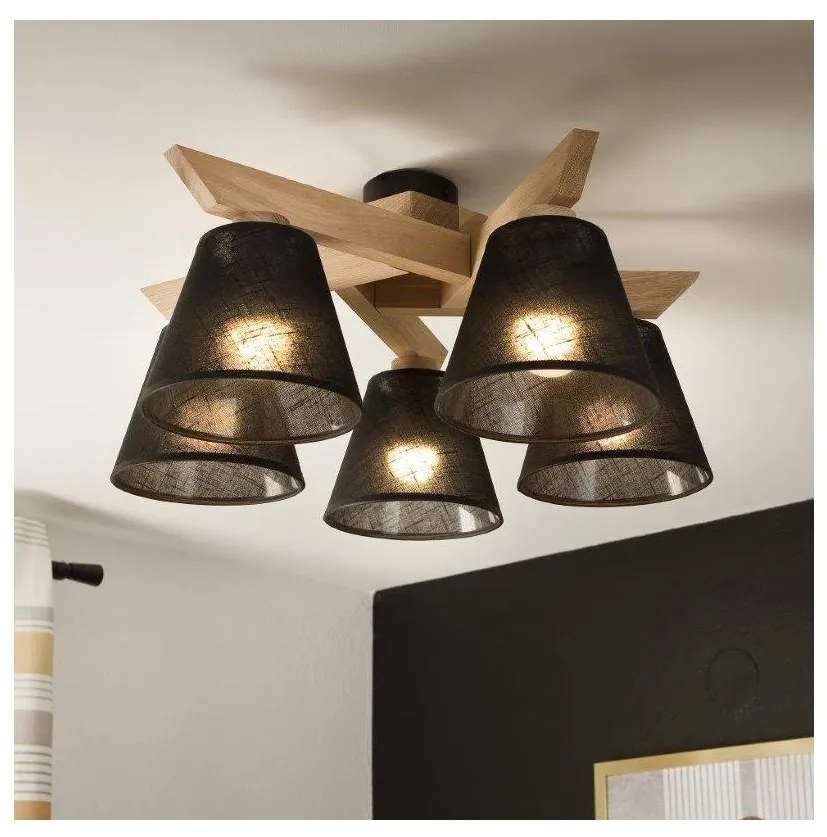 Brilagi - LED  Felületre szerelhető csillár  ANTHONY 5xE14/40W/230V tölgy/fekete