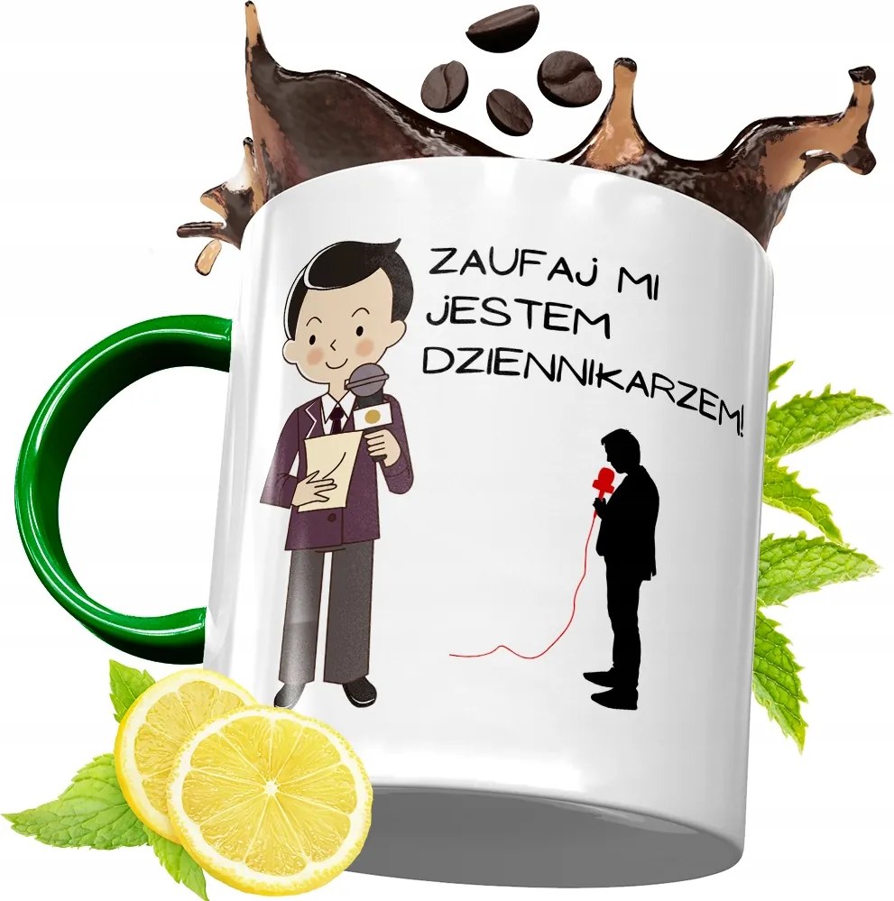 Zöld Bögre Újságírónak Születésnapi Ajándéknak, fényképes nyomattal