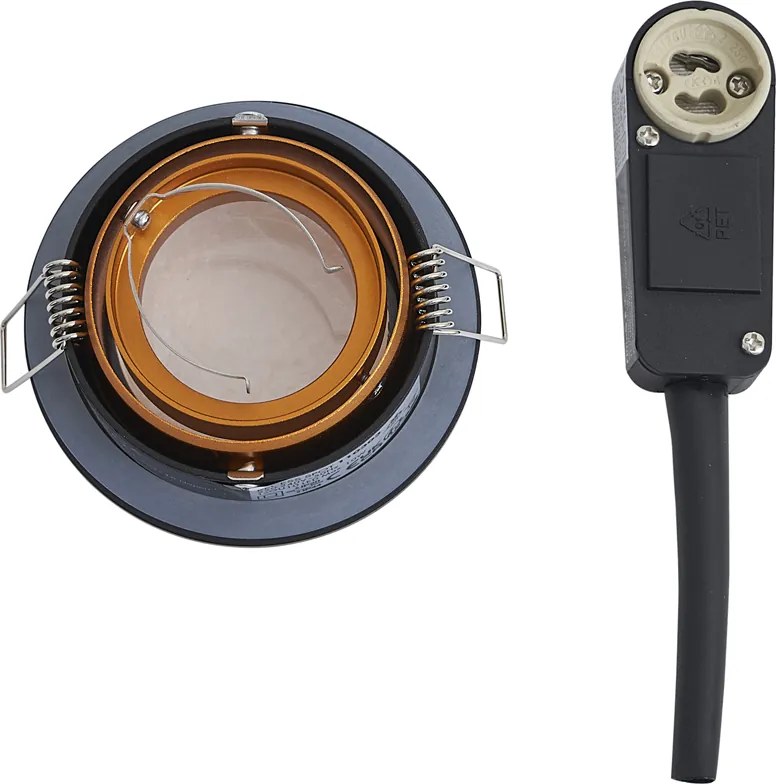 Modern süllyesztett spotlámpa fekete arannyal, forgatható és dönthető IP44 - Chuck