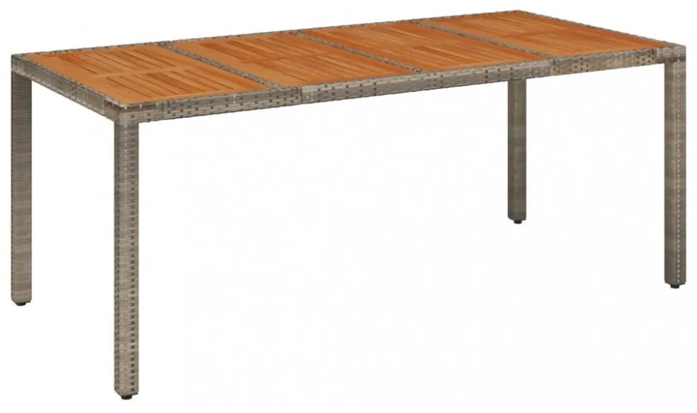 szürke polyrattan falapos kerti asztal 190 x 90 x 75 cm
