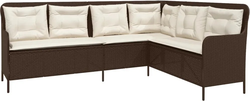 vidaXL barna polyrattan L-alakú kerti kanapé párnákkal