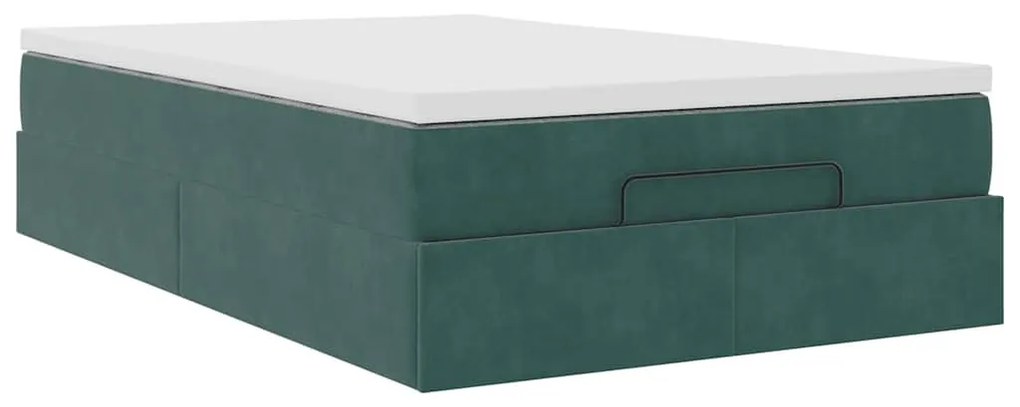 sötétzöld bársony ottomán ágy matraccal 120x190 cm