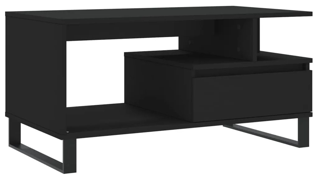 Fekete szerelt fa dohányzóasztal 90 x 49 x 45 cm