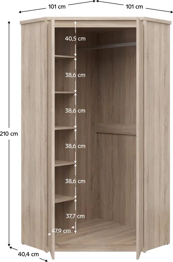 Sarokszekrény 2D, sonoma tölgy, NORTY TYP 27