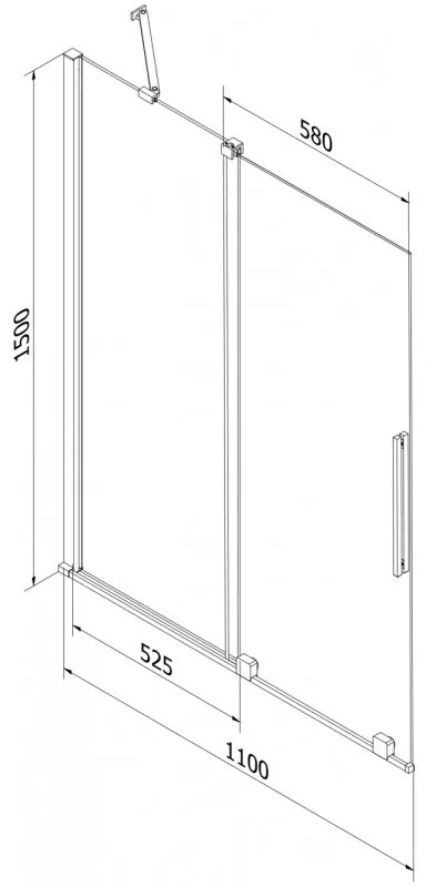 Mexen Velar, 2 szárnyas eltolható kádparaván 110 x 150 cm, 8 mm-es mattüveg, arany fényes, 896-110-000-31-50