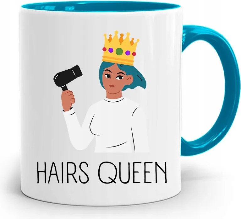 Kék Bögre Ajándék Fodrásznak Hairs Queen nyomott mintával