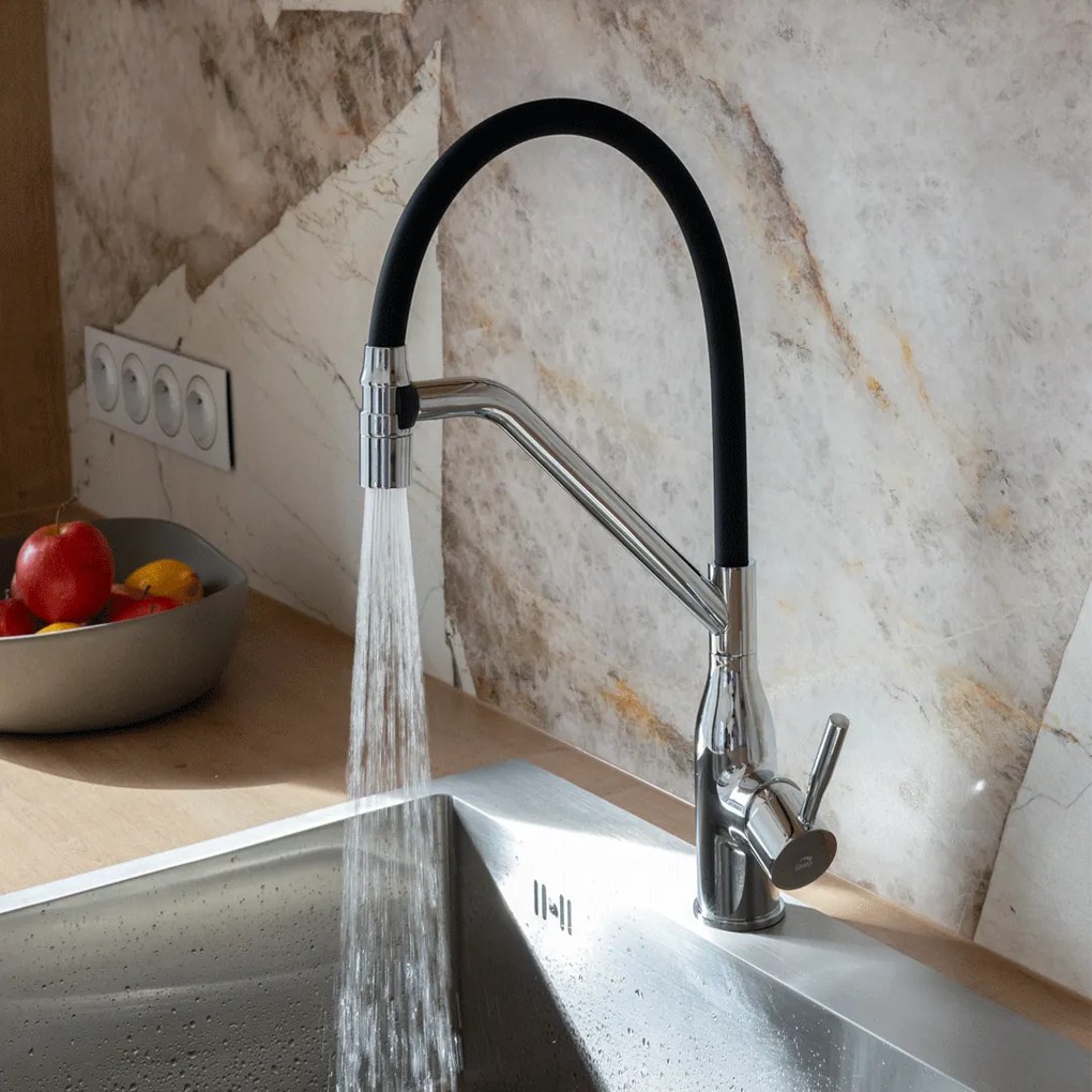 Laveo Colina, magas mosogatócsaptelep U-alakú kifolyóval, matt fekete, LAV-BCO_B78D