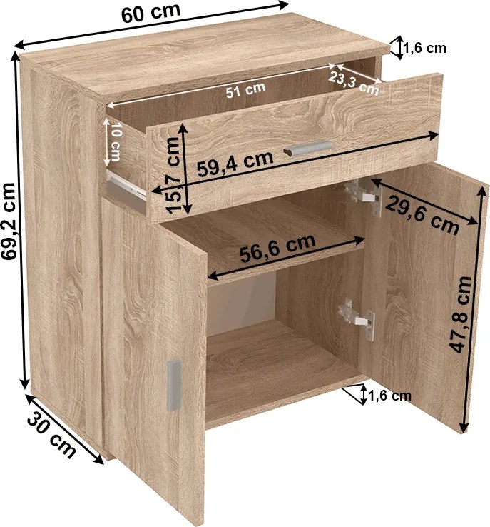 Komód, sonoma tölgy, ADELI TYP 2