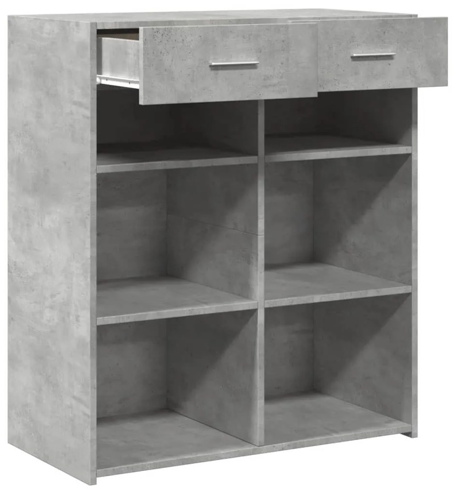 betonszürke szerelt fa tálalószekrény 80 x 42,5 x 93 cm