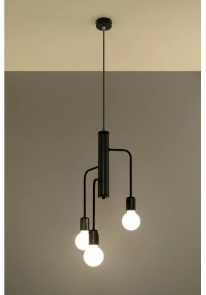 Csillár zsinóron DUOMO 3M 3xE27/60W/230V fekete