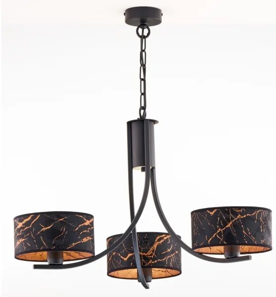 Jupiter 2106- láncon függő csillár ARTHUR 3xE27/15W/230V fekete/narancssárga/márvány dekor