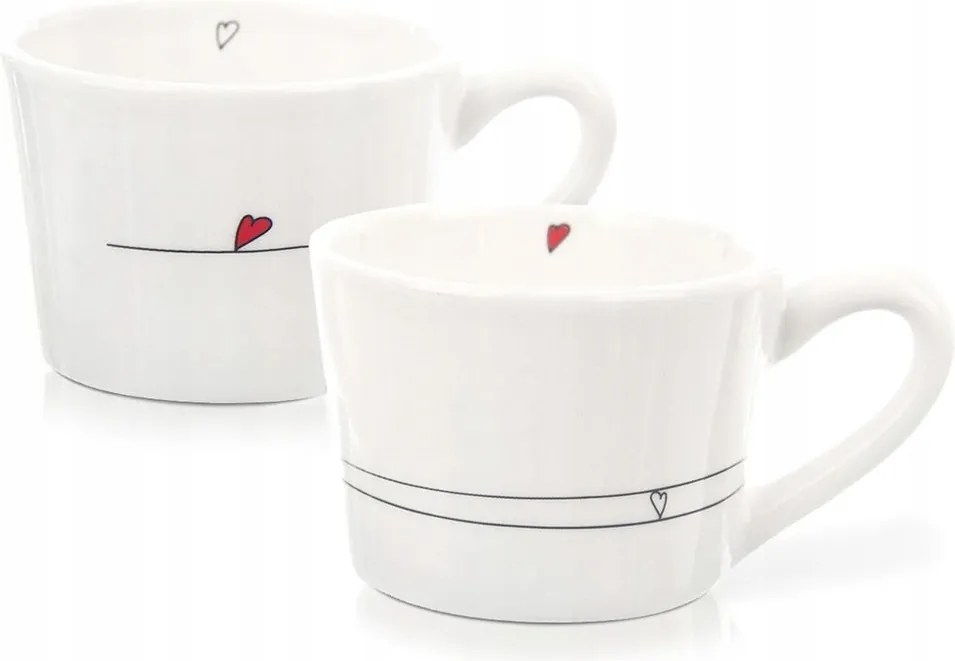 Kerámia Bögre Szett 2 Db-os Kávé Tea Szív Ajándék 200 ML