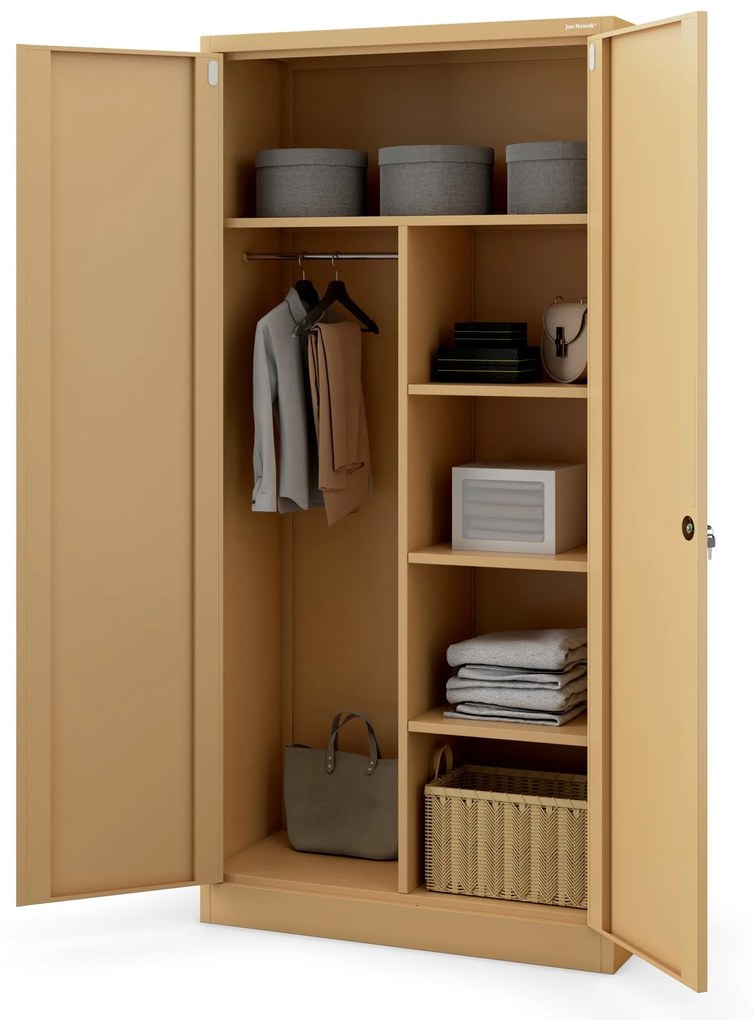 Zárható tárolószekrény DAWID, 900 x 1850 x 450 mm, Fresh Style: bézs