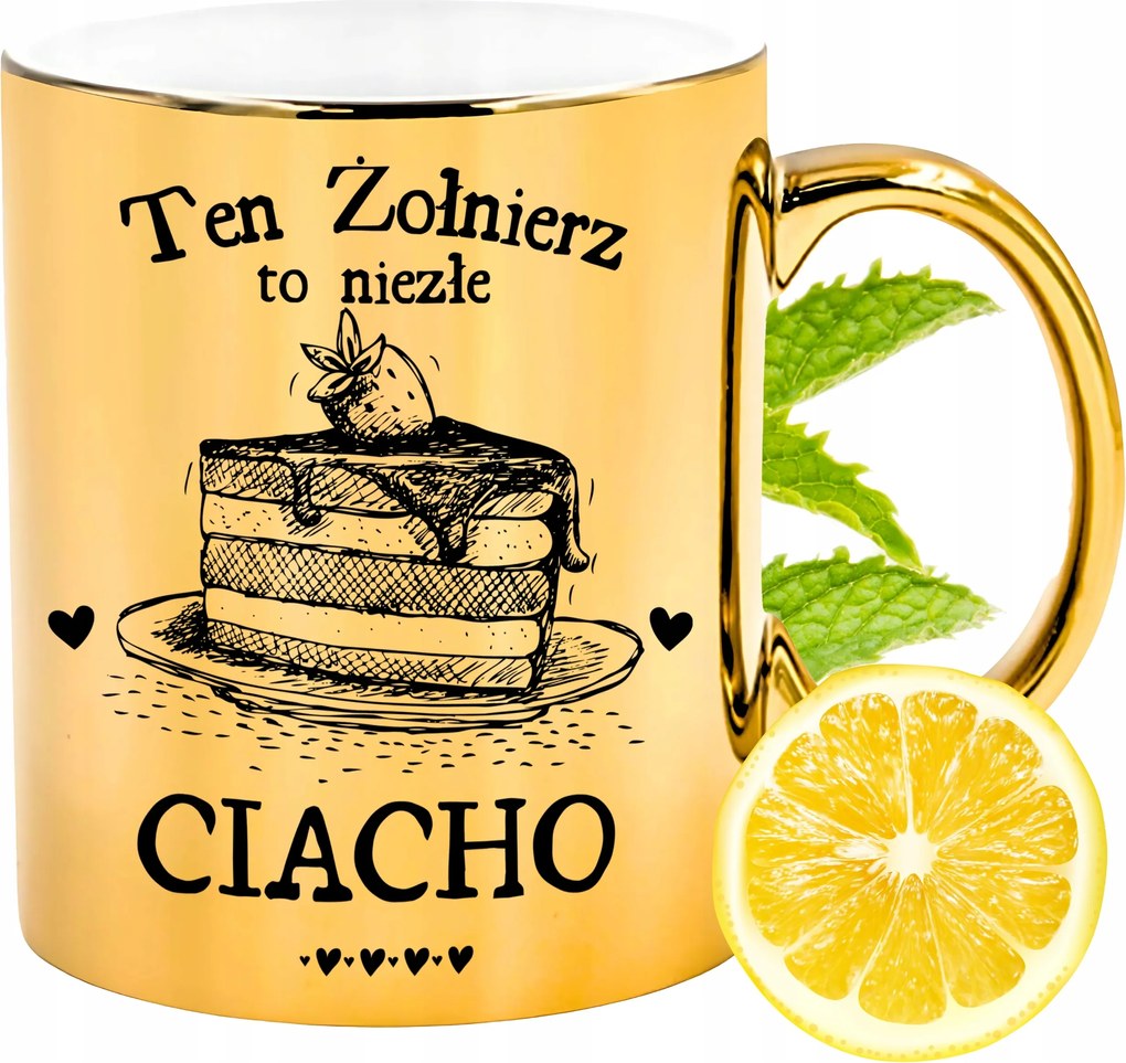 Prémium Arany Csillogó Bögre Katona Ajándék Nyomtatott Fotóval