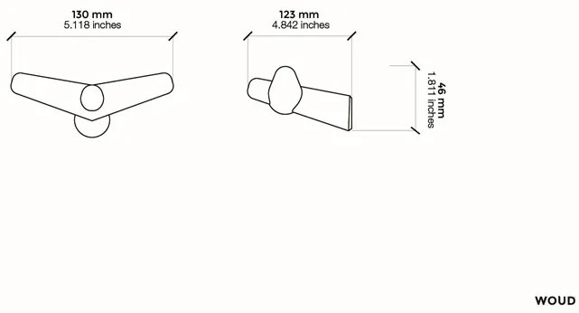 Fogas "Tail Wing", kicsi, 2 változat - Woud Variáns: világos tölgyfa