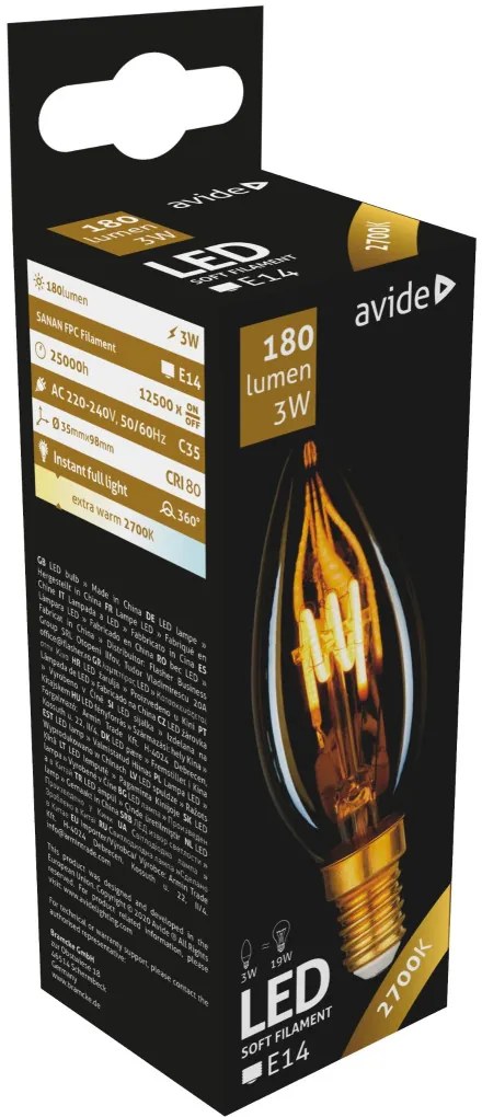 Avide LED Soft Filament Candle 3W E14 EW 2700K