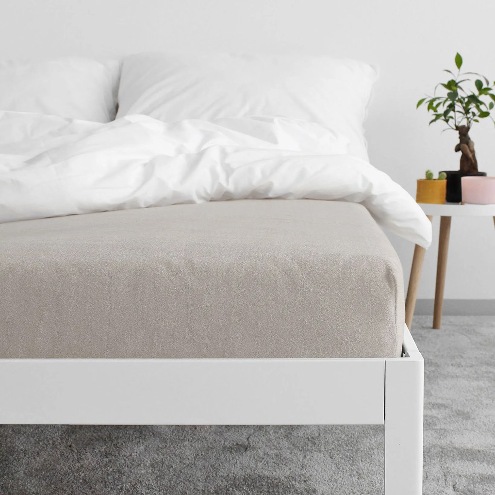 Goldea körgumis nem áteresztő frottír lepedő - szürkésbarna 140 x 200 cm