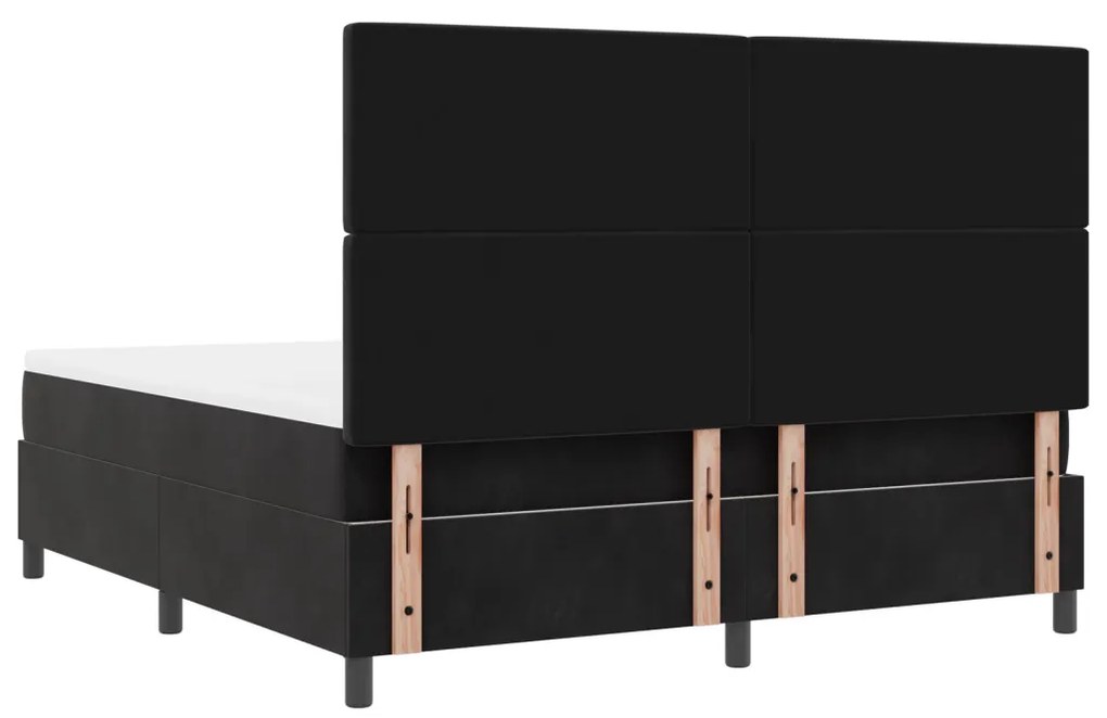 Boxspring Ágy Mattal Fekete Szuper King Bársony