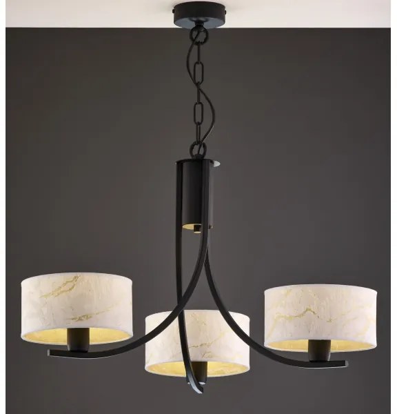 Jupiter 2103 - ARTHUR láncos csillár 3xE27/15W/230V fehér/fekete/márvány dekor